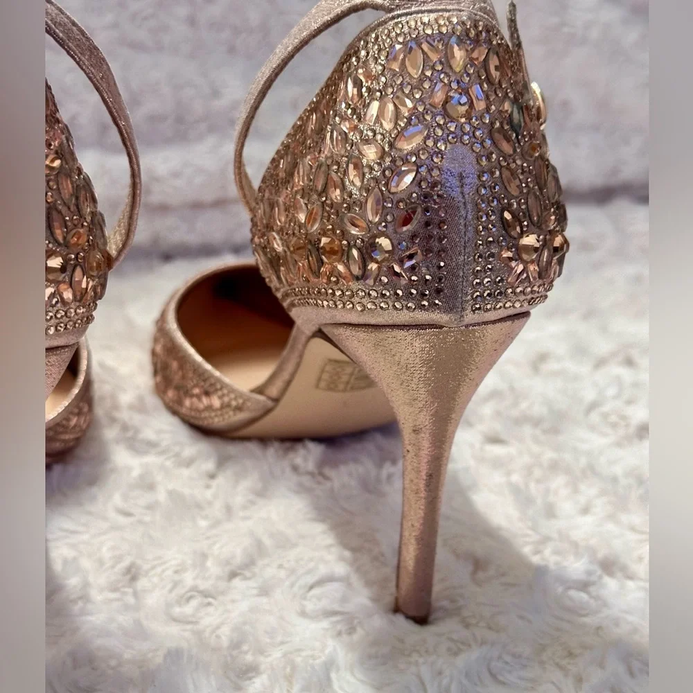 Lauren Lorraine Sparkling Rose Sling Back Pointy Toe Heels - Picture 7 of 13